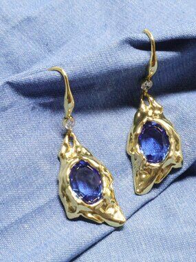 Alexis Bittar Brut Doublet Earrings Sodalite & Quartz Gold